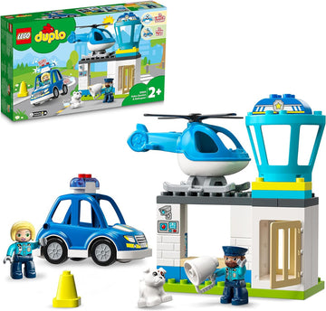 Lego Duplo Rescue Police Station & Helicopter Push & Go Car Toy with 40pcs